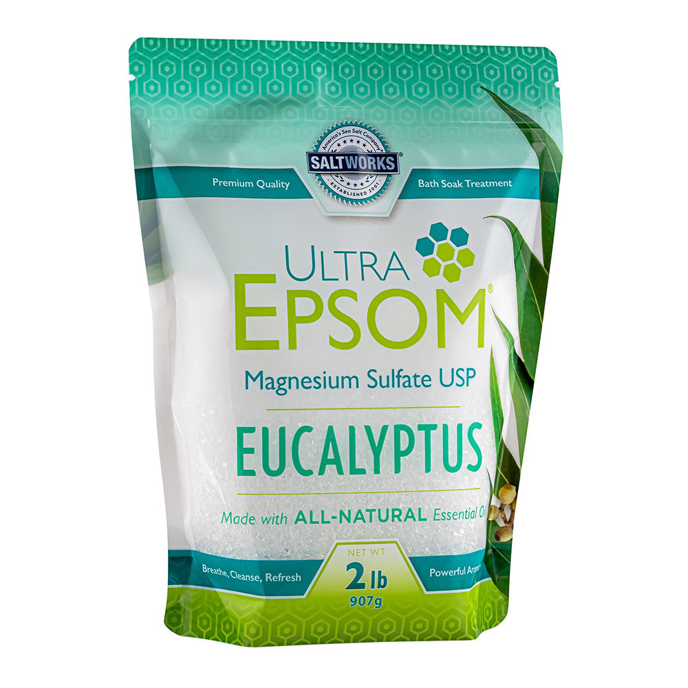 SaltWorks Ultra Epsom Premium Eucalyptus Bath Salt, 2 Lb